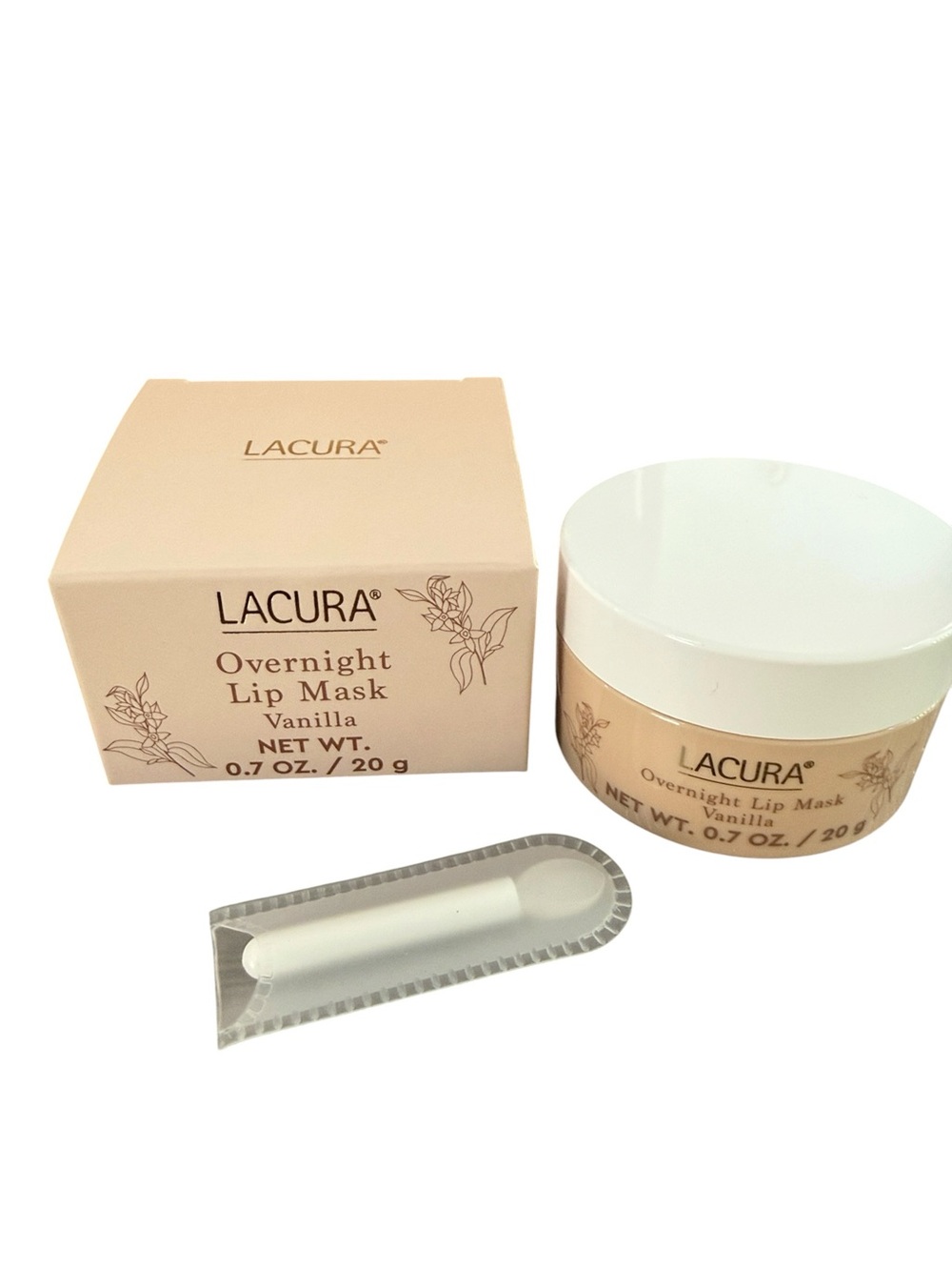Lacura Overnight Lip Mask Vanilla 0.7 Oz 20g Moisturizing Lip Care.